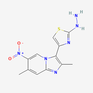 4-(2,7-Dimethyl-6-nitroimidazo[1,2-a]pyridin-3-yl)-2-hydrazinylthiazole