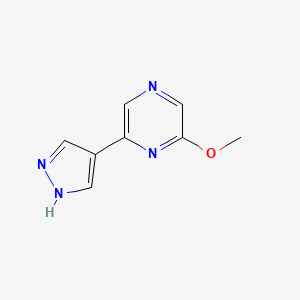 molecular formula C8H8N4O B15226986 2-Methoxy-6-(1H-pyrazol-4-yl)pyrazine 