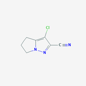 molecular formula C7H6ClN3 B15227043 3-Chloro-5,6-dihydro-4H-pyrrolo[1,2-b]pyrazole-2-carbonitrile 