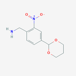 molecular formula C11H14N2O4 B15227056 (4-(1,3-Dioxan-2-yl)-2-nitrophenyl)methanamine 