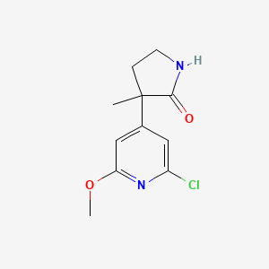 molecular formula C11H13ClN2O2 B15227073 3-(2-Chloro-6-methoxypyridin-4-yl)-3-methylpyrrolidin-2-one 