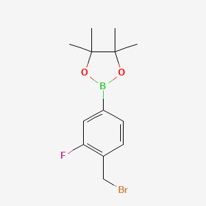 molecular formula C13H17BBrFO2 B1522710 2-(4-(Bromomethyl)-3-fluorophenyl)-4,4,5,5-tetramethyl-1,3,2-dioxaborolane CAS No. 1150271-74-1