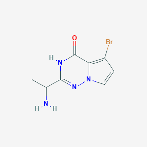 molecular formula C8H9BrN4O B15227153 2-(1-Aminoethyl)-5-bromopyrrolo[2,1-f][1,2,4]triazin-4(1H)-one 