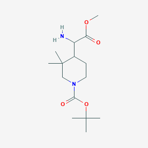 molecular formula C15H28N2O4 B15227165 tert-Butyl 4-(1-amino-2-methoxy-2-oxoethyl)-3,3-dimethylpiperidine-1-carboxylate 