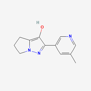 molecular formula C12H13N3O B15227228 2-(5-Methylpyridin-3-yl)-5,6-dihydro-4H-pyrrolo[1,2-b]pyrazol-3-ol 