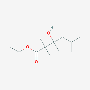 molecular formula C12H24O3 B15227272 Ethyl 3-hydroxy-2,2,3,5-tetramethylhexanoate 