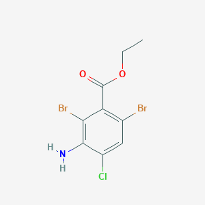 molecular formula C9H8Br2ClNO2 B15227289 Ethyl 3-Amino-2,6-dibromo-4-chlorobenzoate 