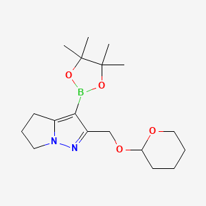 2-(((Tetrahydro-2H-pyran-2-yl)oxy)methyl)-3-(4,4,5,5-tetramethyl-1,3,2-dioxaborolan-2-yl)-5,6-dihydro-4H-pyrrolo[1,2-b]pyrazole