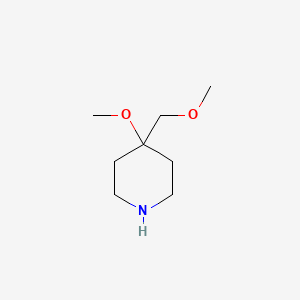 molecular formula C8H17NO2 B15227319 4-Methoxy-4-(methoxymethyl)piperidine 