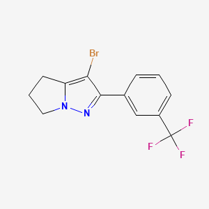 molecular formula C13H10BrF3N2 B15227324 3-Bromo-2-(3-(trifluoromethyl)phenyl)-5,6-dihydro-4H-pyrrolo[1,2-b]pyrazole 