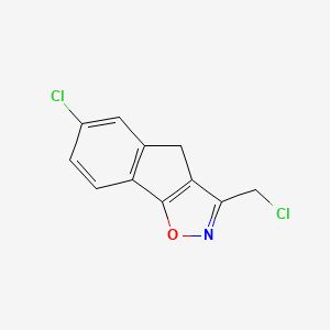 molecular formula C11H7Cl2NO B15227396 6-Chloro-3-(chloromethyl)-4H-indeno[2,1-d]isoxazole 