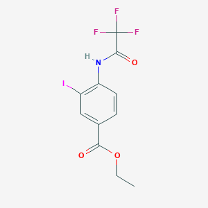 molecular formula C11H9F3INO3 B15227502 Ethyl 3-iodo-4-(2,2,2-trifluoroacetamido)benzoate 