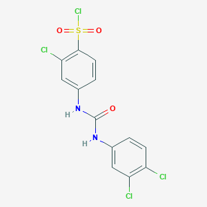 molecular formula C13H8Cl4N2O3S B15227514 2-Chloro-4-[3-(3,4-dichlorophenyl)ureido]-benzenesulfonyl chloride 