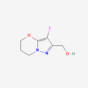 molecular formula C7H9IN2O2 B15227519 (3-Iodo-6,7-dihydro-5H-pyrazolo[5,1-b][1,3]oxazin-2-yl)methanol 