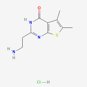 molecular formula C10H14ClN3OS B1522754 2-(2-Aminoethyl)-5,6-dimethylthieno[2,3-d]pyrimidin-4(3H)-one hydrochloride CAS No. 1262773-55-6