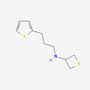 molecular formula C10H15NS2 B15227553 N-(3-(Thiophen-2-yl)propyl)thietan-3-amine 