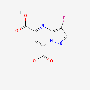 molecular formula C9H6FN3O4 B15227611 3-Fluoro-7-(methoxycarbonyl)pyrazolo[1,5-a]pyrimidine-5-carboxylic acid 