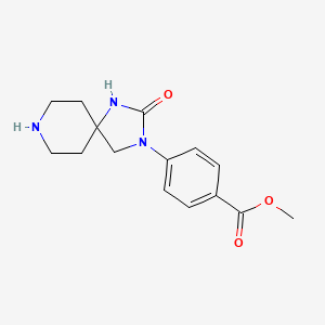 molecular formula C15H19N3O3 B15227635 Methyl 4-(2-oxo-1,3,8-triazaspiro[4.5]decan-3-yl)benzoate 