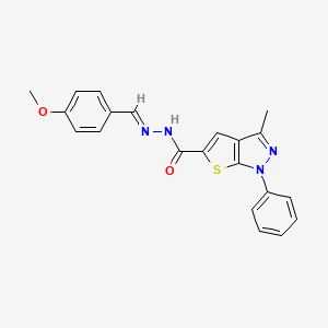 N-[(E)-(4-methoxyphenyl)methylideneamino]-3-methyl-1-phenylthieno[2,3-c]pyrazole-5-carboxamide