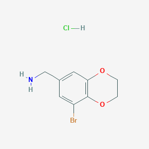 molecular formula C9H11BrClNO2 B1522766 (8-Bromo-2,3-dihydro-1,4-benzodioxin-6-yl)methanamine hydrochloride CAS No. 1221726-30-2