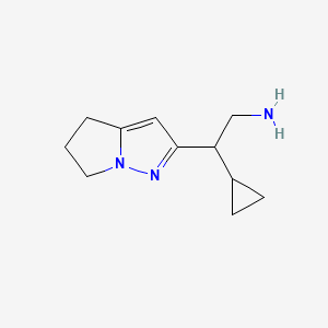 molecular formula C11H17N3 B15227699 2-Cyclopropyl-2-(5,6-dihydro-4H-pyrrolo[1,2-b]pyrazol-2-yl)ethan-1-amine 