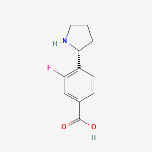 molecular formula C11H12FNO2 B15227703 (R)-3-Fluoro-4-(pyrrolidin-2-yl)benzoic acid 