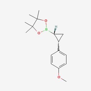 molecular formula C16H23BO3 B15227727 Rel-2-((1R,2S)-2-(4-methoxyphenyl)cyclopropyl)-4,4,5,5-tetramethyl-1,3,2-dioxaborolane 