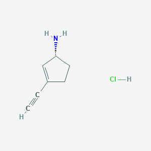 molecular formula C7H10ClN B15227742 (R)-3-Ethynylcyclopent-2-en-1-amine hydrochloride 