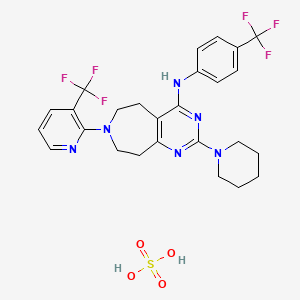 2-(Piperidin-1-yl)-N-(4-(trifluoromethyl)phenyl)-7-(3-(trifluoromethyl)pyridin-2-yl)-6,7,8,9-tetrahydro-5H-pyrimido[4,5-d]azepin-4-amine sulfate