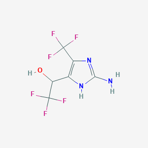 molecular formula C6H5F6N3O B15227848 1-(2-Amino-5-(trifluoromethyl)-1H-imidazol-4-yl)-2,2,2-trifluoroethanol 