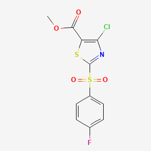 molecular formula C11H7ClFNO4S2 B15227879 Methyl 4-chloro-2-(4-fluorophenylsulfonyl)thiazole-5-carboxylate 