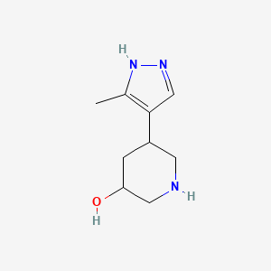 molecular formula C9H15N3O B15227895 5-(3-Methyl-1H-pyrazol-4-yl)piperidin-3-ol 