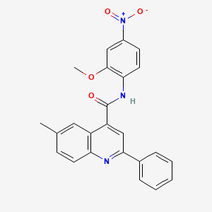 molecular formula C24H19N3O4 B15227920 N-(2-methoxy-4-nitrophenyl)-6-methyl-2-phenylquinoline-4-carboxamide 