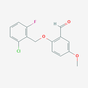 molecular formula C15H12ClFO3 B15227960 2-((2-Chloro-6-fluorobenzyl)oxy)-5-methoxybenzaldehyde 