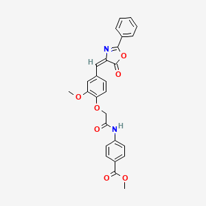 molecular formula C27H22N2O7 B15227995 methyl 4-[[2-[2-methoxy-4-[(E)-(5-oxo-2-phenyl-1,3-oxazol-4-ylidene)methyl]phenoxy]acetyl]amino]benzoate 