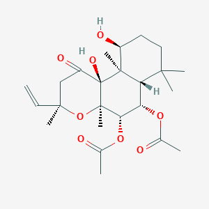 molecular formula C24H36O8 B015228 [(3R,4aR,5S,6S,6aS,10S,10aR,10bS)-5-乙酰氧基-3-乙烯基-10,10b-二羟基-3,4a,7,7,10a-戊甲基-1-氧代-5,6,6a,8,9,10-六氢-2H-苯并[f]色满-6-基]乙酸酯 CAS No. 81873-08-7