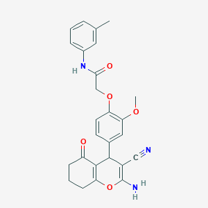 2-(4-(2-Amino-3-cyano-5-oxo-5,6,7,8-tetrahydro-4H-chromen-4-yl)-2-methoxyphenoxy)-N-(m-tolyl)acetamide