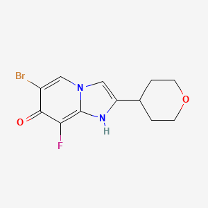 molecular formula C12H12BrFN2O2 B15228207 6-Bromo-8-fluoro-2-(tetrahydro-2H-pyran-4-yl)imidazo[1,2-a]pyridin-7-ol 