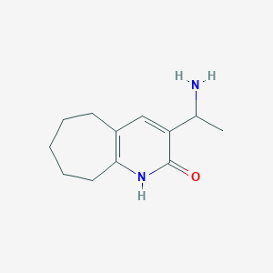 molecular formula C12H18N2O B15228325 3-(1-Aminoethyl)-6,7,8,9-tetrahydro-1H-cyclohepta[b]pyridin-2(5H)-one 