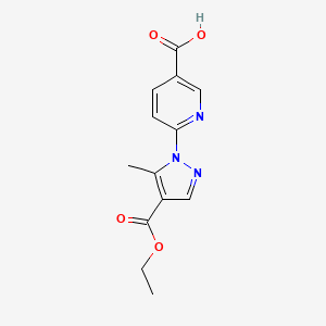 molecular formula C13H13N3O4 B1522843 6-[4-(乙氧羰基)-5-甲基-1H-吡唑-1-基]吡啶-3-甲酸 CAS No. 1269151-70-3