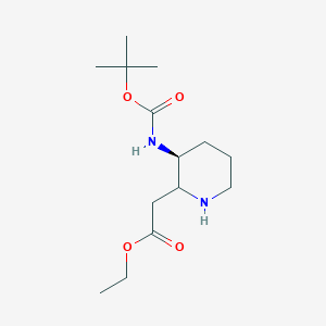 molecular formula C14H26N2O4 B15228551 Ethyl 2-((3S)-3-((tert-butoxycarbonyl)amino)piperidin-2-yl)acetate 