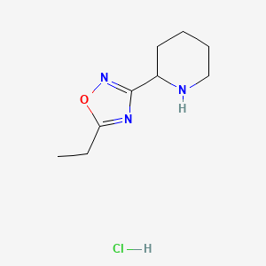 molecular formula C9H16ClN3O B1522858 2-(5-乙基-1,2,4-噁二唑-3-基)哌啶盐酸盐 CAS No. 1258641-02-9