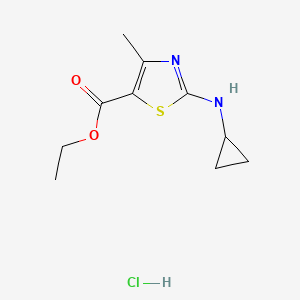 molecular formula C10H15ClN2O2S B1522859 Ethyl 2-(cyclopropylamino)-4-methyl-1,3-thiazole-5-carboxylate hydrochloride CAS No. 1269152-06-8