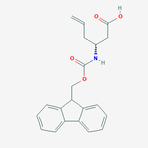 molecular formula C21H21NO4 B152286 (R)-3-((((9H-fluoren-9-yl)methoxy)carbonyl)amino)hex-5-enoic acid CAS No. 269726-95-6