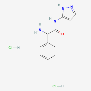 molecular formula C11H14Cl2N4O B1522861 2-amino-2-phenyl-N-(1H-pyrazol-3-yl)acetamide dihydrochloride CAS No. 1258639-27-8