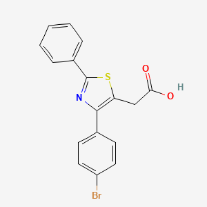 molecular formula C17H12BrNO2S B15228624 2-(4-(4-Bromophenyl)-2-phenylthiazol-5-yl)acetic acid 