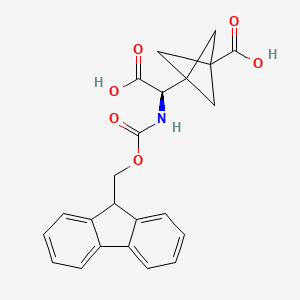 molecular formula C23H21NO6 B15228695 3-[(R)-carboxy({[(9H-fluoren-9-yl)methoxy]carbonyl}amino)methyl]bicyclo[1.1.1]pentane-1-carboxylic acid 