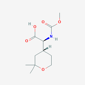 molecular formula C11H19NO5 B15228697 (S)-2-((R)-2,2-Dimethyltetrahydro-2H-pyran-4-yl)-2-((methoxycarbonyl)amino)acetic acid 