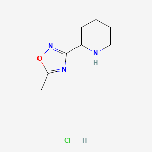 molecular formula C8H14ClN3O B1522871 2-(5-Methyl-1,2,4-oxadiazol-3-yl)piperidine hydrochloride CAS No. 1258640-84-4