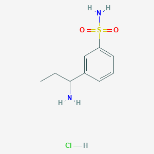 molecular formula C9H15ClN2O2S B1522874 3-(1-Aminopropyl)benzene-1-sulfonamide hydrochloride CAS No. 889856-93-3